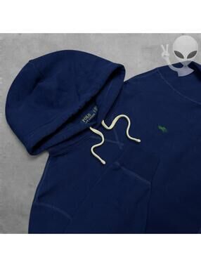 Polo Ralph Lauren Hoodie Small Navy Blue Pullover Green Pony Preppy